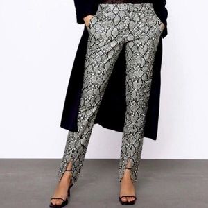 Zara, Pants & Jumpsuits, Zara Blogger Fave Snakeskin Faux Leather Split  Hem Gray Trouser Pants Womens Xs